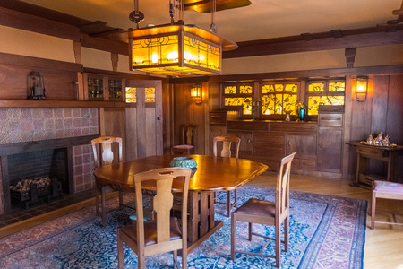 March 15, 2018 Pasadena / CA / USA - Interior view of one of the rooms in Gamble Houseのeditorial素材