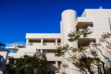June 8, 2018 Los Angeles / CA / USA - Exterior view of the Conservation Institute / Foundation at Getty Center designed by architect Richard Meier;のeditorial素材