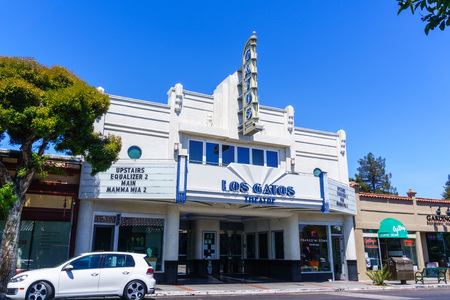 July 30, 2018 Los Gatos / CA / USA - Los Gatos Theatre building which was recently renovated with the maintaining of the Art Deco look and design, south San Francisco bay areaのeditorial素材