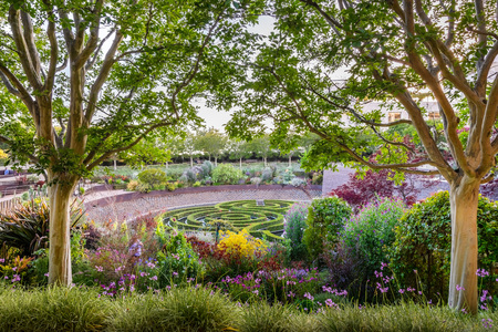 June 8, 2018 Los Angeles / CA / USA - the lush Robert Irwin's Central Garden at Getty Centerのeditorial素材