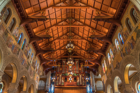 February 20, 2018 Palo Alto / CA / USA - Interior view of the Memorial Church, Stanford University, San Francisco bay areaのeditorial素材