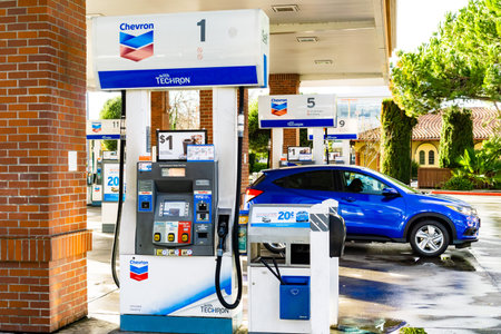 February 3, 2019 Sunnyvale / CA / USA - Chevron gas station in south San Francisco bay area