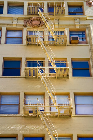 Fire staircase on the facade of an office building, San Franciscoの写真素材