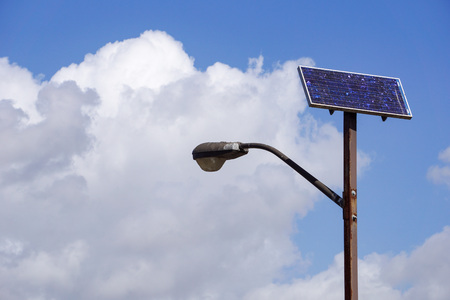 Solar powered street light pole, Californiaの写真素材