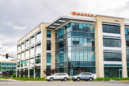 May 15, 2019 Santa Clara / CA / USA - Seres (formerly known as SF Motors Inc, electric vehicles producer) offices in Silicon Valley; Seres has unveiled its first electric vehicle at Auto Shanghai 2019のeditorial素材