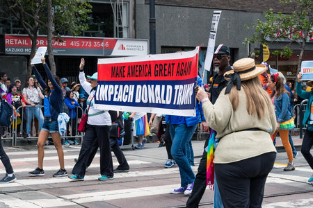 June 30, 2019 San Francisco / CA / USA - Participants at the 2019 San Francisco Pride Parade...