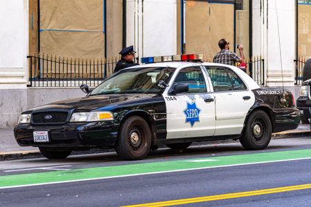 June 30, 2019 San Francisco / CA / USA - San Francisco Police Department (SFPD) police car parked...