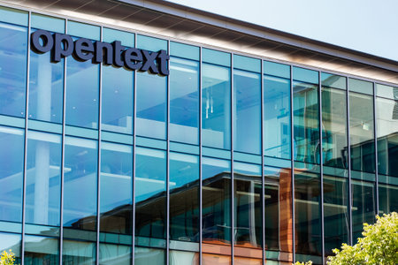 August 15, 2019 San Mateo / CA / USA - Opentext headquarters in Silicon Valley; OpenText Corporation...