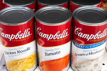 August 29, 2019 Sunnyvale / CA / USA - Various Campbell's Soup Family size cans on display in a...
