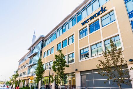 August 14, 2019 San Mateo / CA / USA - WeWork office building located in Silicon Valley; WeWork is an American company that provides shared workspacesのeditorial素材