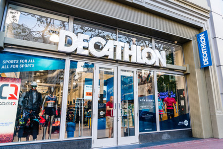 Sep 20, 2019 San Francisco / CA / USA - Exterior view of Decathlon Sporting Goods store, in South of...