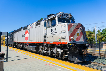 Sep 20, 2019 Mountain View / CA / USA - Caltrain diesel-electric locomotive; Caltrain is a local...