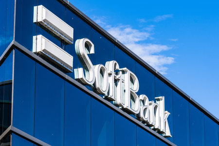 Sep 25, 2019 San Carlos / CA / USA - SoftBank sign at their headquarters in Silicon Valley; SoftBank...