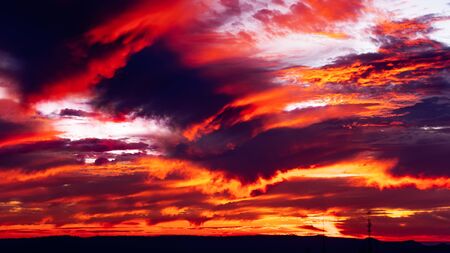 Fiery sunset on the West coast, San Francisco Bay area; Californiaの写真素材