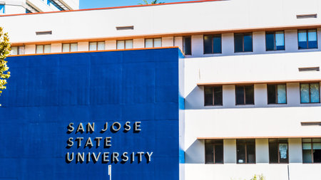 Oct 20, 2019 San Jose / CA / USA - San Jose State University (SJSU) building, home of the Department...