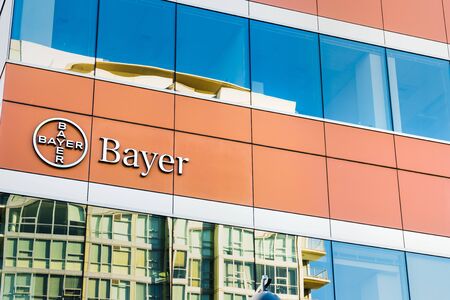 Nov 2, 2019 San Francisco / CA / USA - Bayer offices located in Mission Bay District; Bayer AG is a German multinational pharmaceutical and life sciences company, one of the largest in the worldのeditorial素材