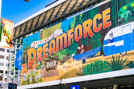 Nov 17, 2019 San Francisco / CA / USA - Dreamforce annual convention taking place at Moscone Center; Dreamforce is an annual user conference hosted by Salesforce.com in downtown San Francisco