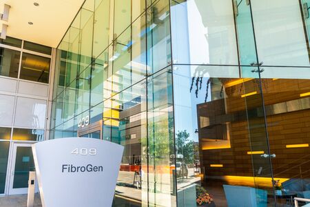 Nov 17, 2019 San Francisco / CA / USA - Fibrogen headquarters in Mission Bay District; FibroGen, Inc. is a science-based biopharmaceutical companyのeditorial素材