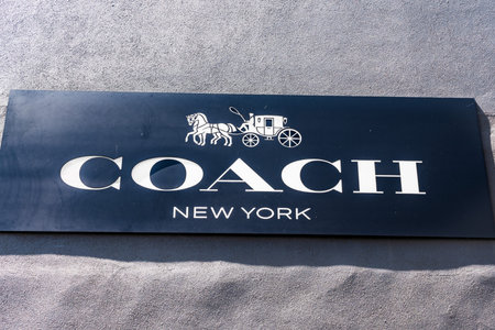 Oct 10, 2019 Palo Alto / CA / USA - Coach sign at their store located in Stanford Shopping Center;...