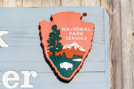Jan 5, 2020 Point Reyes / CA / USA - Close up of United States National Park Service (NPS) emblem...