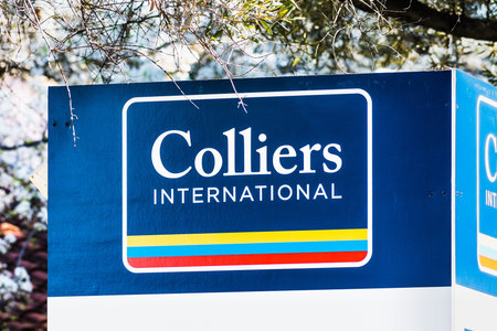 Feb 7, 2020 Santa Clara / CA / USA - Colliers International For Lease sign in front of an office...