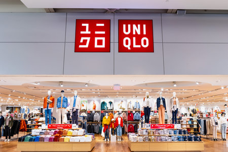Jan 31, 2020 Milpitas / CA / USA - Uniqlo store in a South San Francisco Bay area mall; Uniqlo Co.,...
