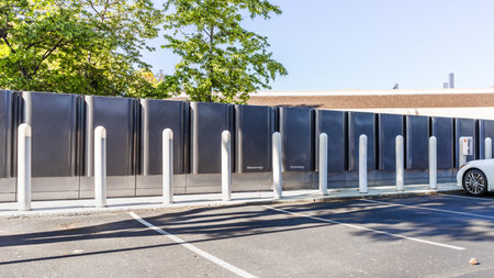 Mar 30, 2020 Sunnyvale / CA / USA - Bloom Energy Fuel Cells at one of their locations in Silicon...