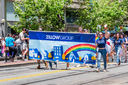 June 30, 2019 San Francisco / CA / USA - Zillow Group employees and representatives taking part at...