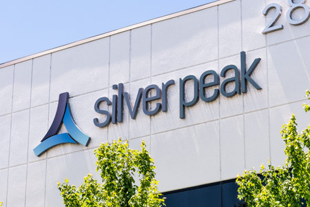 May 20, 2020 Santa Clara / CA / USA - Silver Peak Systems Inc log at their headquarters in Silicon...