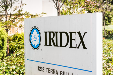 August 3, 2020 Mountain View / CA / USA - IRIDEX sign at their headquarters in Silicon Valley;...