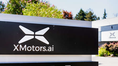 August 3, 2020 Mountain View / CA / USA - XMotors.ai headquarters in Silicon Valley; XMotors.ai is the American subsidiary of Xpeng (Xiaopeng Motors), a Chinese electric vehicle manufacturerのeditorial素材