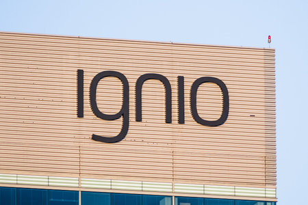 August 9, 2020 Santa Clara / CA / USA - Ignio sign at their headquarters in Silicon Valley; Ignio is...