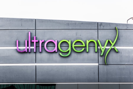 Sep 21, 2020 Brisbane / CA / USA - Ultragenyx logo at their headquarters in Silicon Valley; Ultragenyx Pharmaceutical Inc. provides biotechnology servicesのeditorial素材