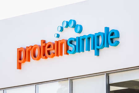Sep 18, 2020 San Jose / CA / USA - ProteinSimple logo at their Silicon Valley headquarters; ProteinSimple, part of Bio-Techne Corporation, develops instrumentation systems, software and assay productsのeditorial素材