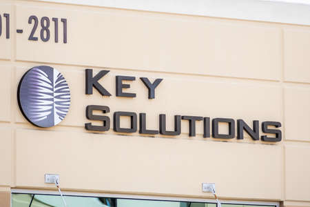 Sep 17, 2020 Fremont / CA / USA - Key Solutions logo at their headquarters in Silicon Valley; Key Solutions Inc is providing computer programming servicesのeditorial素材