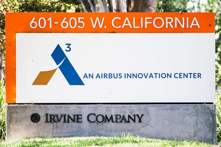 Oct 5, 2020 Sunnyvale / CA / USA - Acubed logo at their headquarters in Silicon Valley; Acubed is the innovation center of Airbusのeditorial素材