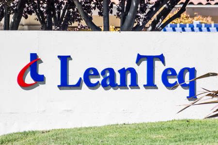 Sep 24, 2020 Milpitas / CA / USA - LeanTeq logo at their headquarters in Silicon Valley; LeanTeq Co., Ltd., which operates in the semiconductor industry, was acquired by EnPro Industries in 2019のeditorial素材