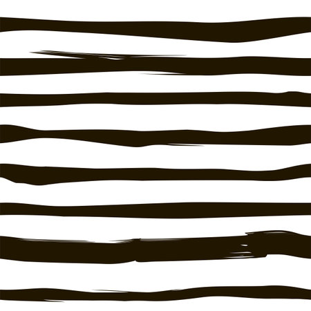 Seamless pattern with hand drawn black brush strokes. Black stripes on white background. Hand painted black stripes on white background.のイラスト素材