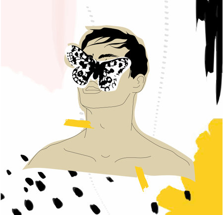 magical cosmic philosophical portrait of a manのイラスト素材