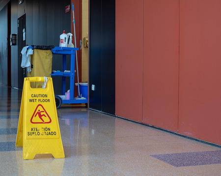 Caution wet floorの写真素材
