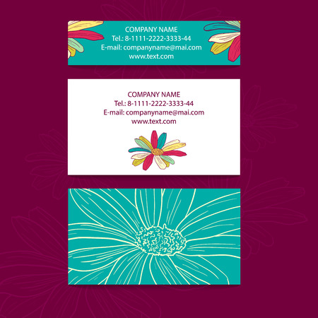 Business cards design with colored daisiesのイラスト素材