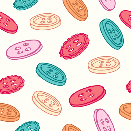 Seamless colorful pattern with a pattern of buttons. Doodle style. Vector.のイラスト素材