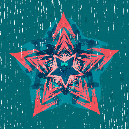 Background with abstract geometric elements. Silhouette of stars. Grunge texture. Ethnic style. To print on T-shirts. Vectorのイラスト素材