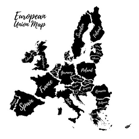 Poster of the European Union. Silhouettes of the countries of the European Union. Vector.のイラスト素材