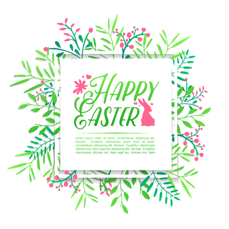 Banner design template with floral decoration for spring Easter.のイラスト素材