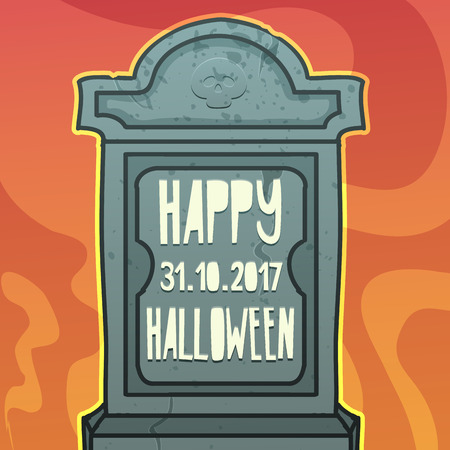 Poster for Happy Halloween with scary spooky tomb on the background.のイラスト素材