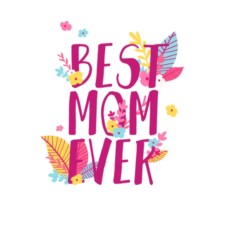 Modern Template design for Mom day banner. Promotion layout for mothers day offer with flower decoration. Simple illustration  floral blossom with abstract geometric shape for sale. Vector.のイラスト素材