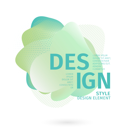 Unique abstract graphic elements. Banner with a gradient shape. Design template for presentation or flyer. Abstract forms with green dynamic composition. Minimal mesh background. Modern style vector.のイラスト素材