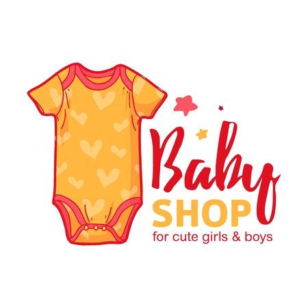 Set templae design color logo for baby store. Symbol, label and badge for children shop with element newborn stuff. Vectorのイラスト素材