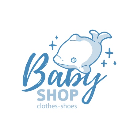 Templae design line logo for baby store. Symbol, label and badge for children shop with element newborn stuff and kids toys. Vectorのイラスト素材